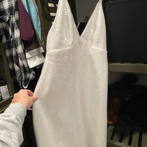 Elegant White Sequin Dress/ Mini  cocktail dress